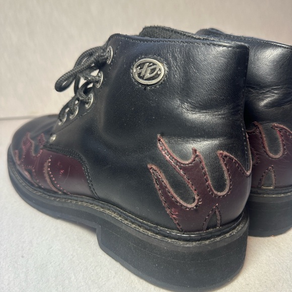 Vintage Harley Davidson Women’s 7.5 Lace Up Moto Boots Color Changing Flames - Picture 2 of 14